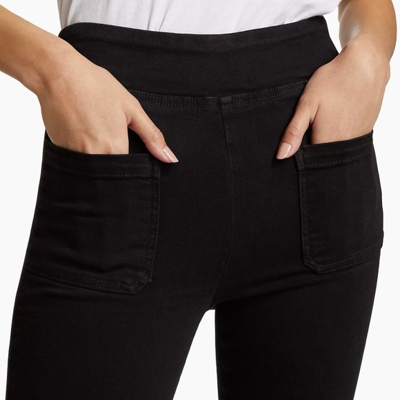 Frame The Bardot‎ Jetset Flare Pull On Pant in Sheen Noir - Picture 2 of 10